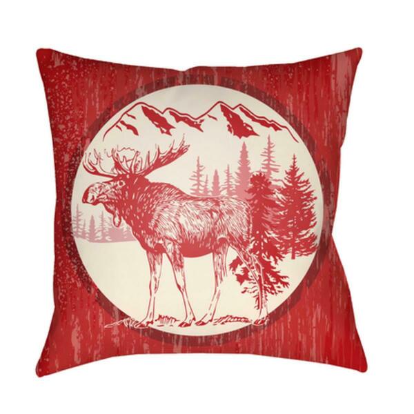 Artistic Weavers Lodge Cabin Moose Poly Filled Pillow - Bright Red & Beige - 20 x 20 in. LGCB2021-2020